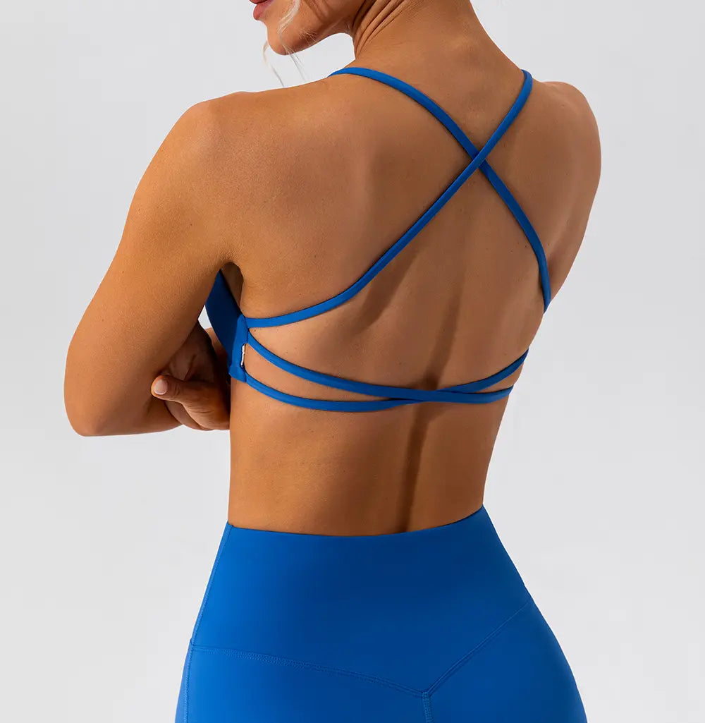 Summervibes Women'S Wire Free Seamless Cross Back Sports Bra Nude, 75% Polyamide Blend, Quick Dry, Lightweight, Compression, anti Odour, Comfortable Activewear Brassiere for Yoga, Running All Seasons Daily Wear with Edgy Design & Real Support, Sports