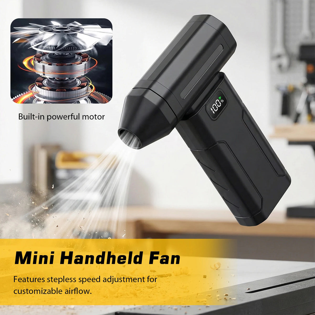 Compressed Air Duster 5-Speed Handheld Portable Dust Blower Electric Dryer 6000mAh Screen Display for Home Computer Keyboard Car