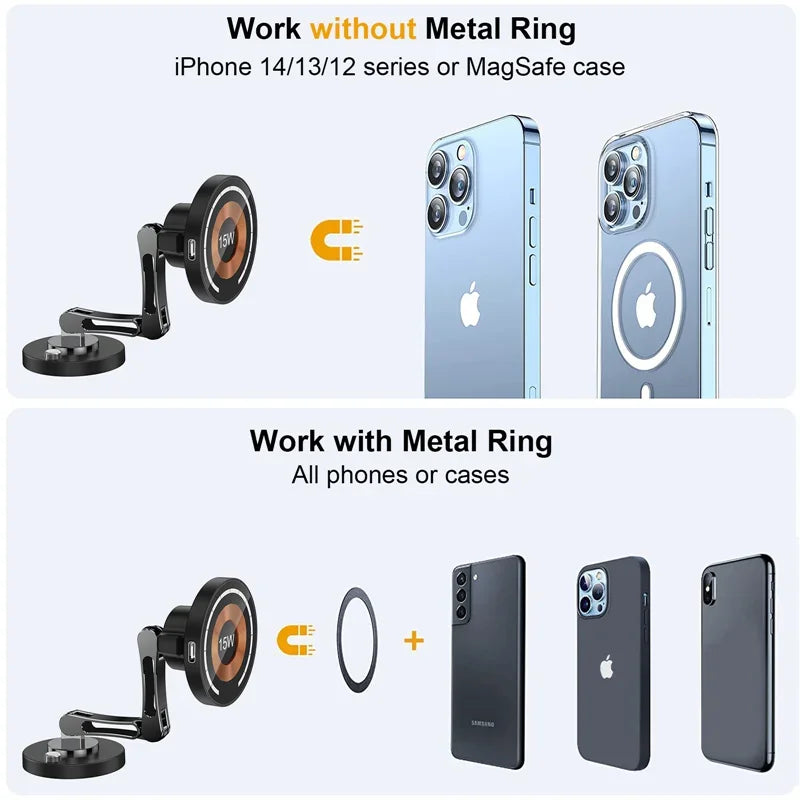 15W Magnetic Wireless Car Charger & Adjustable Phone Mount