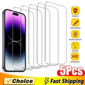 5Pcs Tempered Glass For iPhone 15 13 11 12 14 Pro Max Mini Screen Protector For IPhone 16 17 8 Plus X XR XS MAX Protective Glass