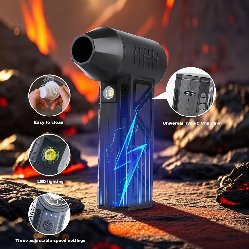 Brushless Turbo Jet Fan Blower, 130,000 RPM, LED + 4-Speed Adjustment Powerful Electric Air Blower, Vacuum Dust Cleaner, Portable Dust Cleaner, High-Powered Fan