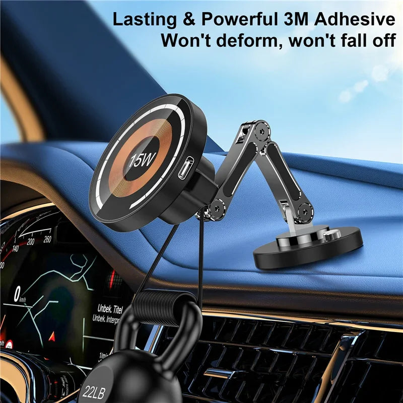 15W Magnetic Wireless Car Charger & Adjustable Phone Mount
