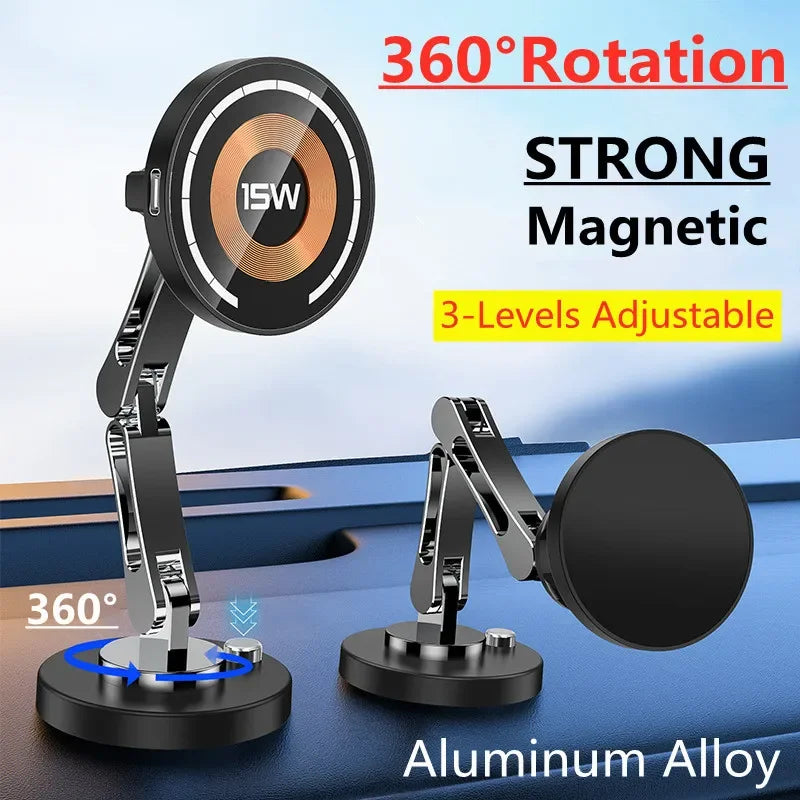 15W Magnetic Wireless Car Charger & Adjustable Phone Mount