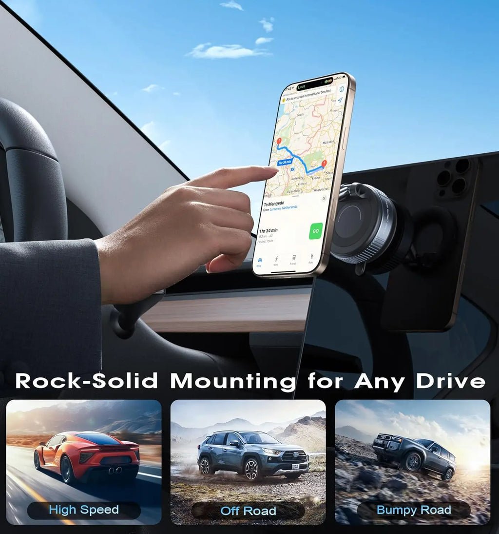 Yanace MagSafe Car Phone Mount, Ultra-Stable Magnetic Holder, 360° Rotation for iPhone Android Sleek Minimalist Dashboard Stand