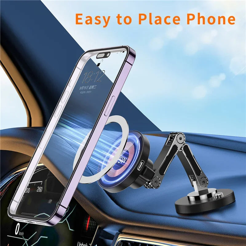 15W Magnetic Wireless Car Charger & Adjustable Phone Mount