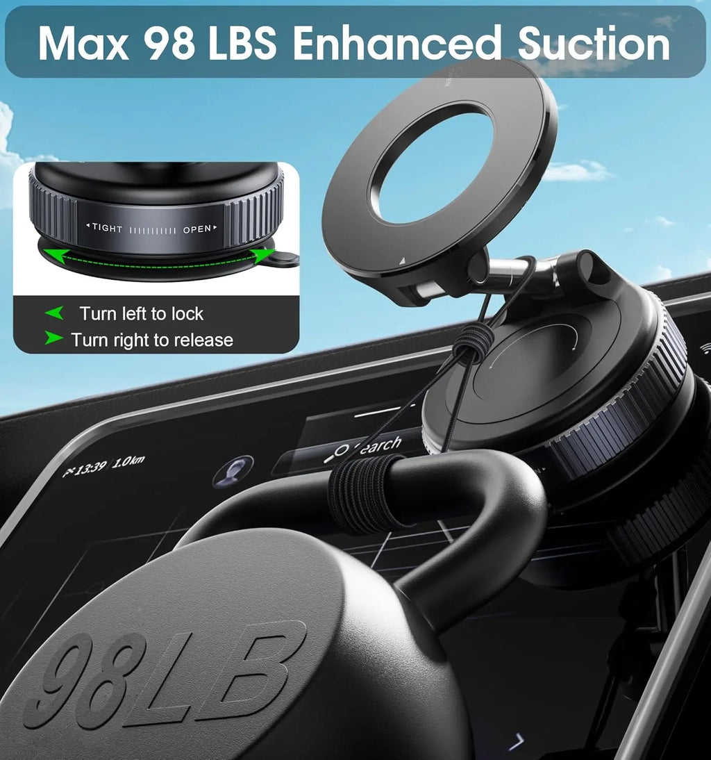 Yanace MagSafe Car Phone Mount, Ultra-Stable Magnetic Holder, 360° Rotation for iPhone Android Sleek Minimalist Dashboard Stand