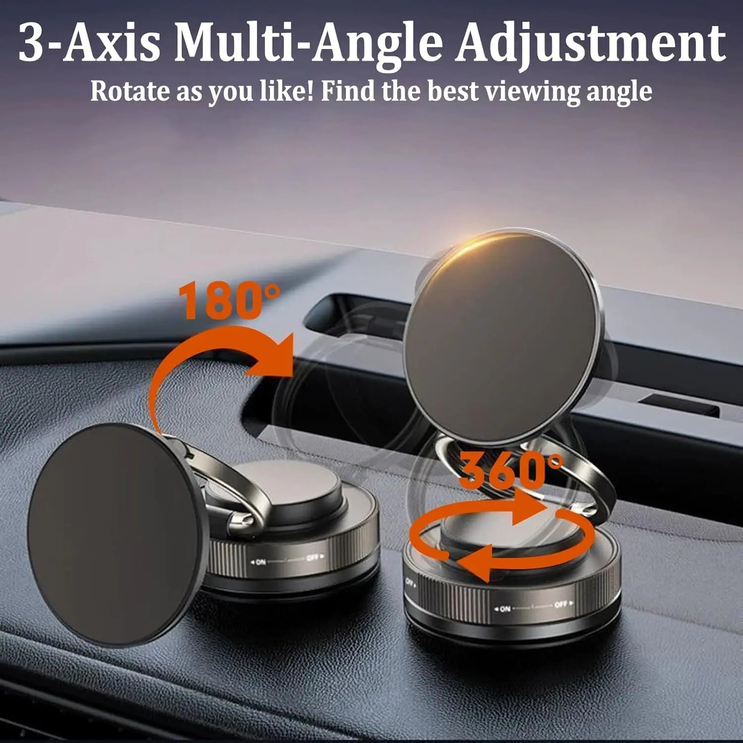 Upgraded 360° Vacuum Magnetic Car Phone Holder, Strong Suction Cup Phone Mount Foldable Portable Cell Phone Holders