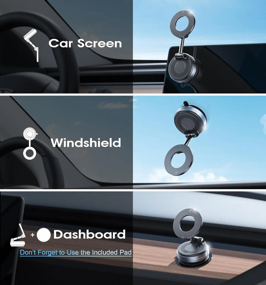 Yanace MagSafe Car Phone Mount, Ultra-Stable Magnetic Holder, 360° Rotation for iPhone Android Sleek Minimalist Dashboard Stand