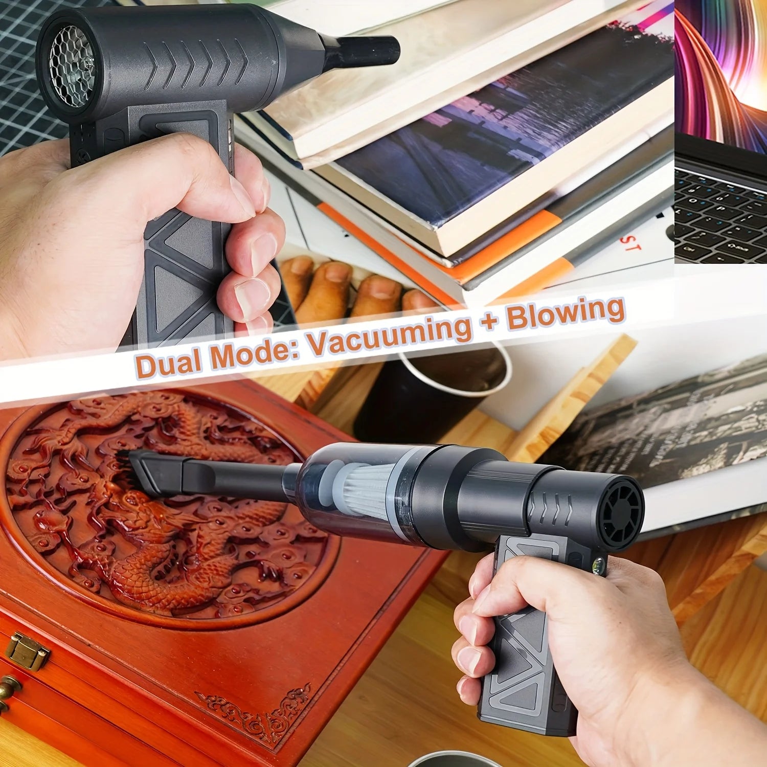 Brushless Turbo Jet Fan Blower, 130,000 RPM, LED + 4-Speed Adjustment Powerful Electric Air Blower, Vacuum Dust Cleaner, Portable Dust Cleaner, High-Powered Fan