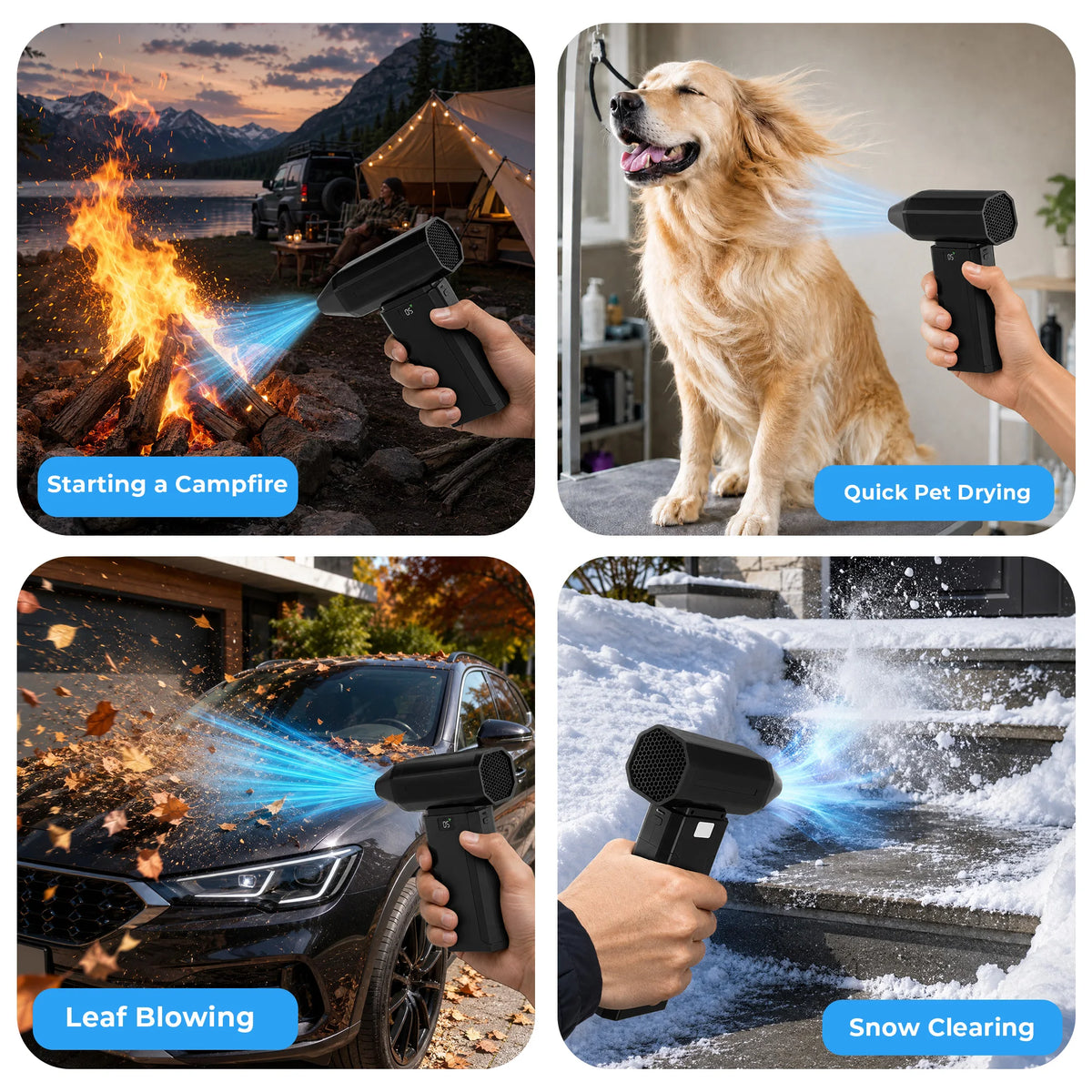 Compressed Air Duster, Mini Turbine Fan, Violent Fan, Jet Dry Blower, Turbo Fan, Air Blower, 100000RPM Cordless Turbo Fan, 5+1 Speeds with LED Display & Type-C Charging, Violent Fan for Keyboard Car Camping Snow Clearing.