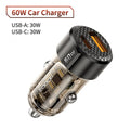 Toocki 60W Car Charger 30W Quick Charge Transparent Case PD 27W for iPhone 15 14 13 12 Xiaomi Poco Samsung Fast Charger Charging